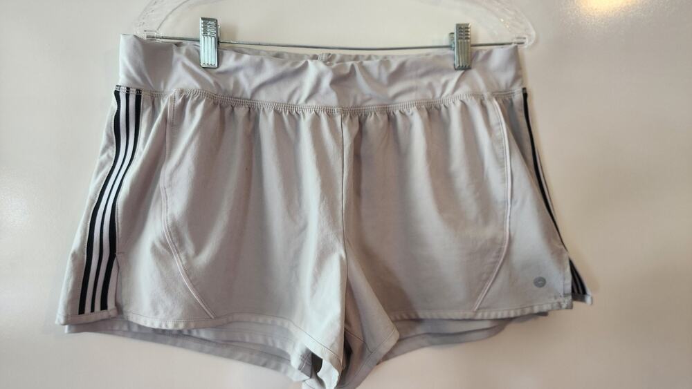 Avia Womens XL 16-18 2-in-1 Running Shorts Gray Black 3 Stripe Athletic Gym #403
